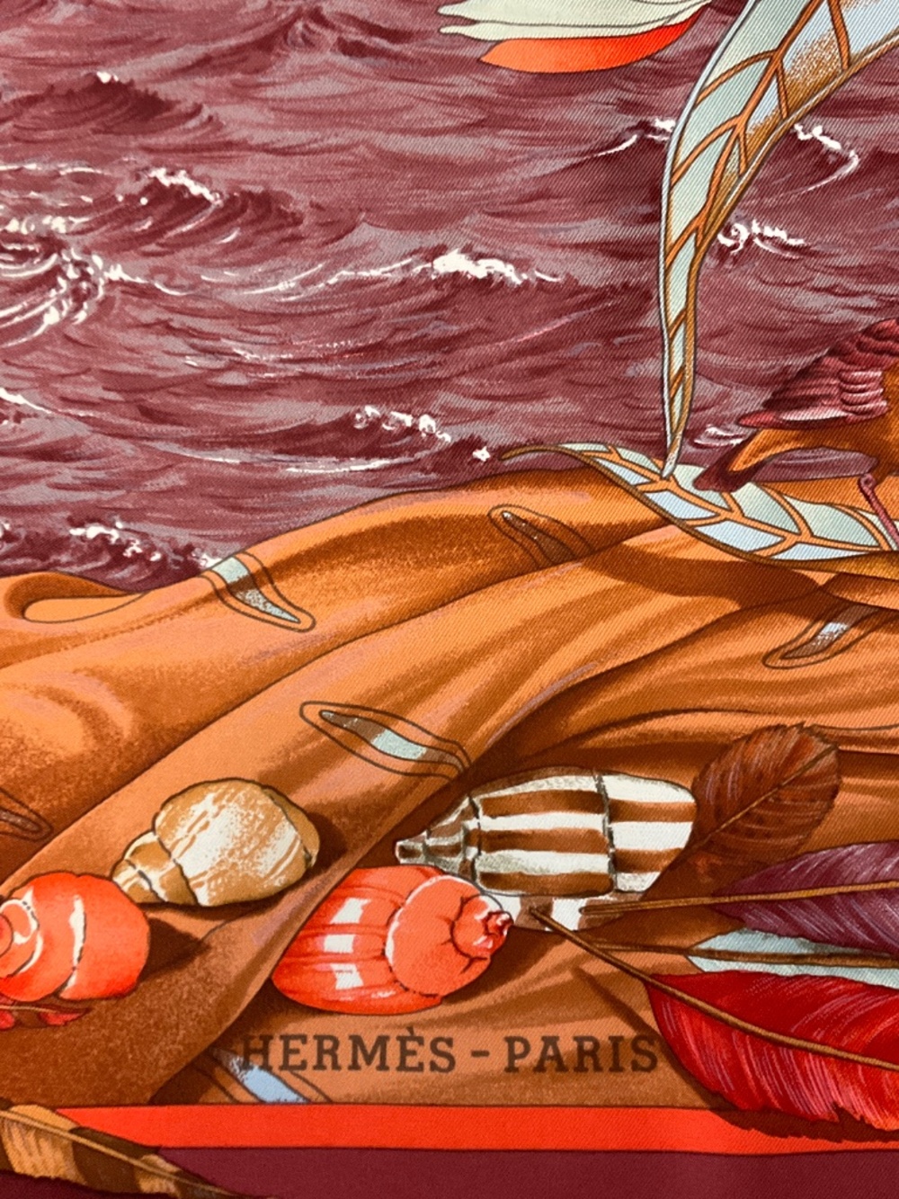 HERMES BURGUNDY MULTI CHRISTOPHE COLOMB DECOUVRE L’AMERIQUE SQUARE SILK TWILL SC - Picture 6 of 10